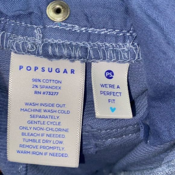 Popsugar Stone Wash Blue High-Waisted Kick Flare Flared Corduroy Pants Size 12 - Picture 13 of 14